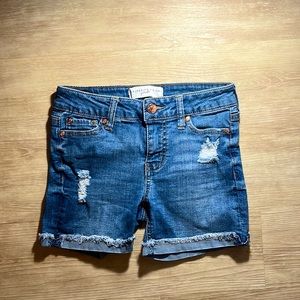 Celebrity pink denim shorts